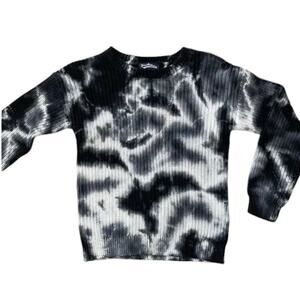 Freshman Girls Small 7 Black Gray White NWT Tie Dye Cotton Knit Sweater